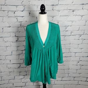 Elizabeth and James Green Silk Blouse